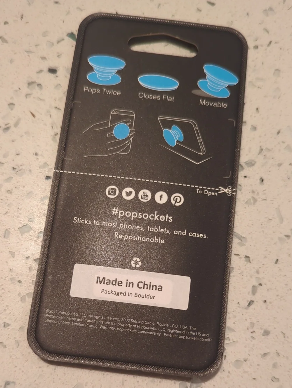 PopSocket Phone Grip & Stand - Ocean Blue Marble